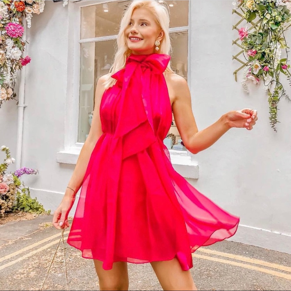 ZARA SS19 FUCHSIA ORGANZA MINI DRESS Size S